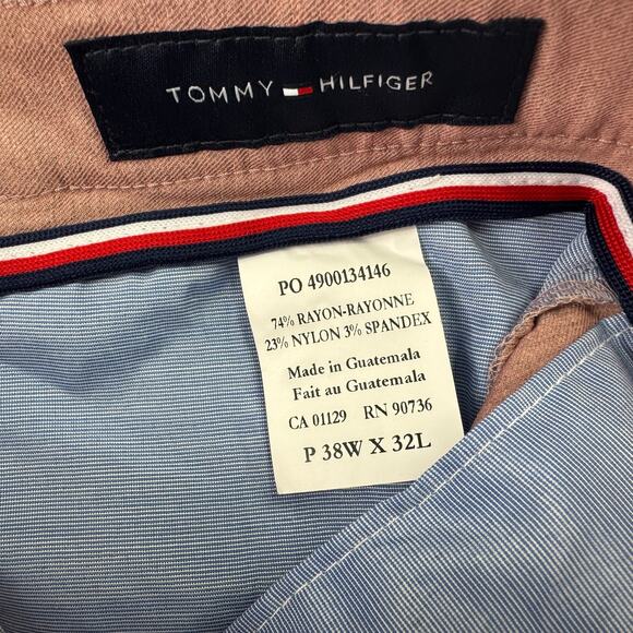 Tommy Hilfiger Mens TH Flex Finn Modern Fit Twill Pants Rose Pink 38x32 - Picture 4 of 4